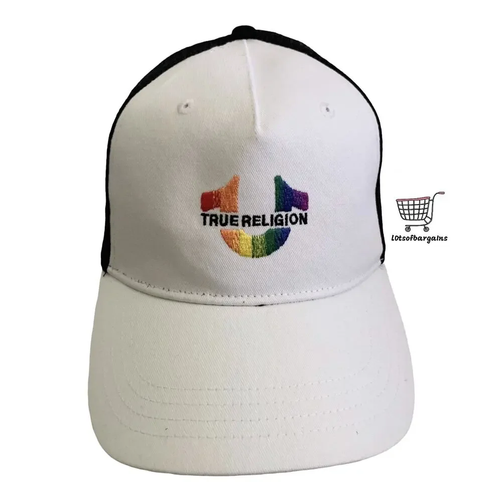 True Religion Horseshoe Logo White PRIDE Snapback Adjustable Trucker Hat Cap New